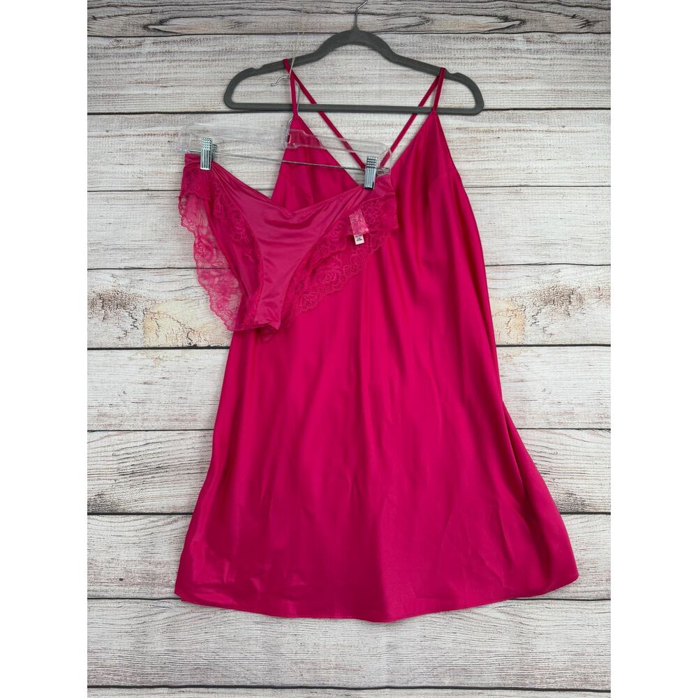 Victoria's Secret Slip Nightgown and Panties Womens Pink XL Gown L Panties NEW